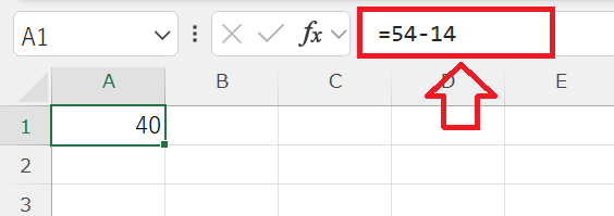 エクセル：数値直接入力で引き算
