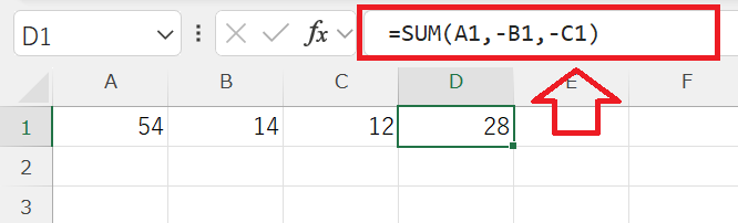 エクセル：SUM関数で引き算