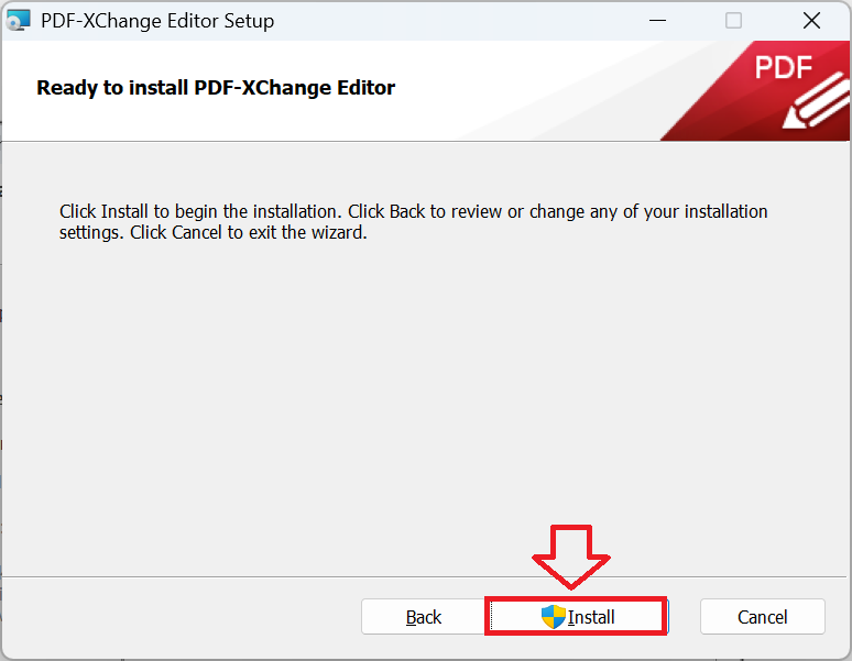 PDF-Xchange Editor:「Install」をクリック