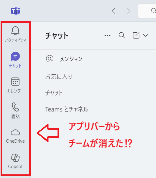 Teams:チームのアイコンが消えた