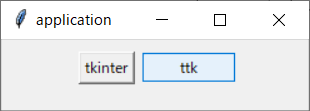 Pythonのtkinterとttkの違い：ボタンウィジェットのカーソルが重なった時の変化