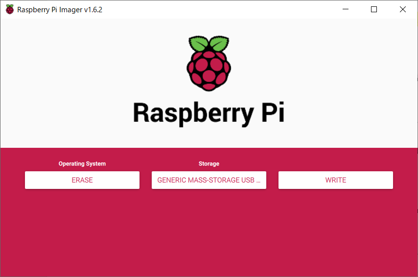 Raspberry Pi Imager:「Storage」にmicroSDカードを選択