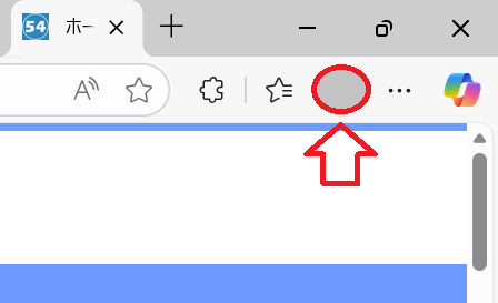 Teams：Microsoft Edgeを開き、画面左上にあるプロフィールアイコンをクリック