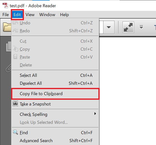 Adobe Reader:クリップボードにPDFをコピーする