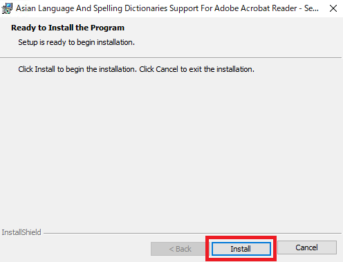 Adobeフォントパッケージ：installをクリック