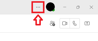 Teams：プロフィールアイコンの左側にある三点リーダー「…」をクリック
