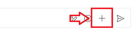 Teams：メッセージの入力欄の右側にあるプラスアイコンをクリック