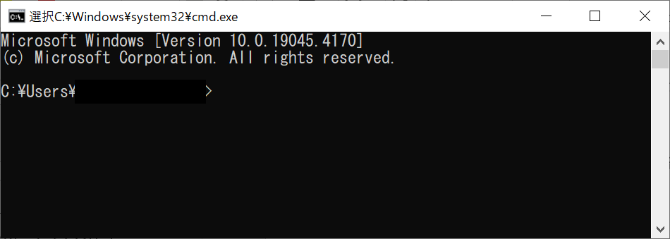 コマンドプロンプトが表示される