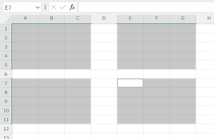 Excel：複数の印刷範囲を設定